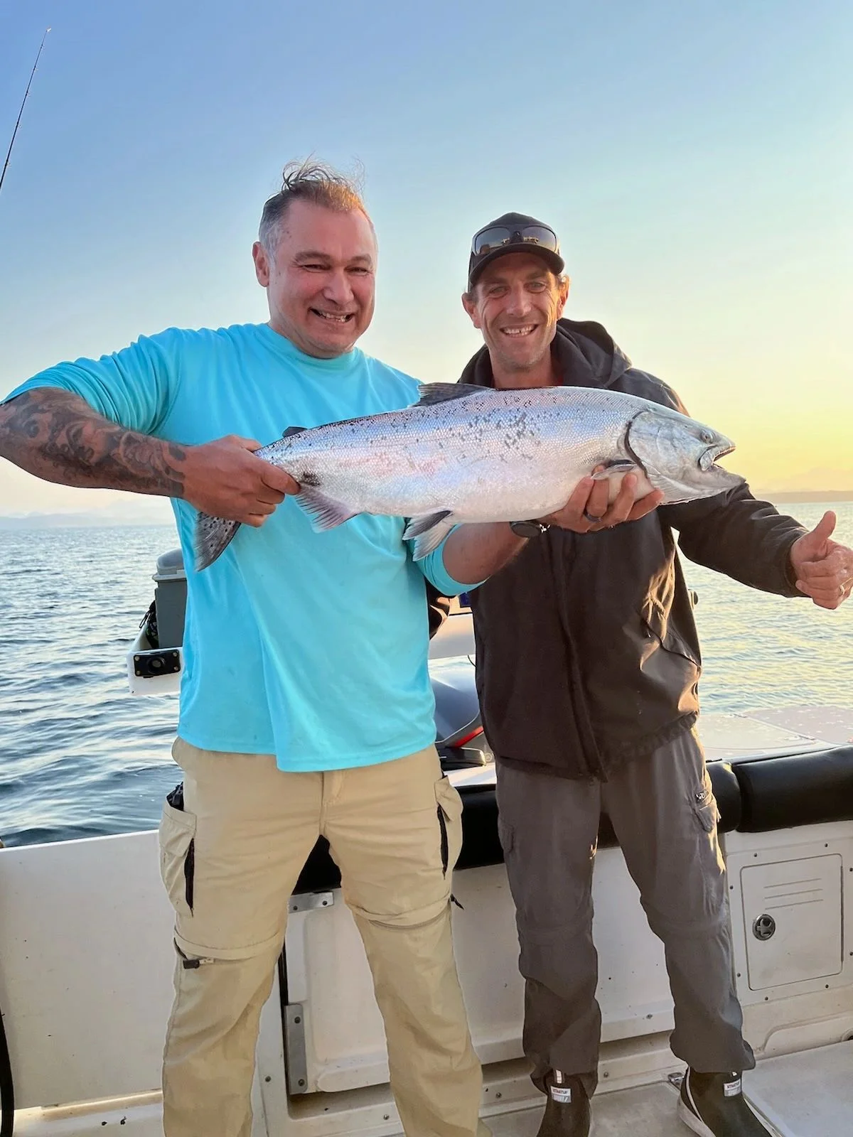 Anglers with Chinook at Golden Hour