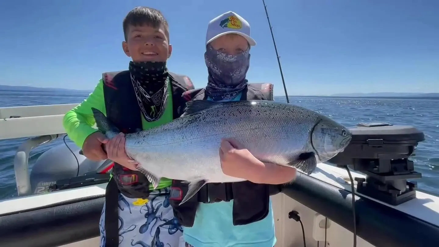 Boys with salmon catch