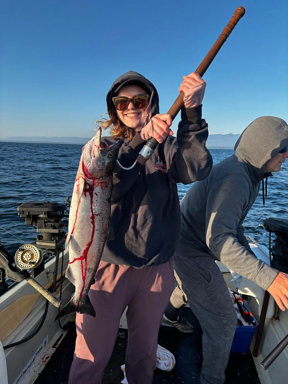 Woman Salmon Catch Vancouver Island BC